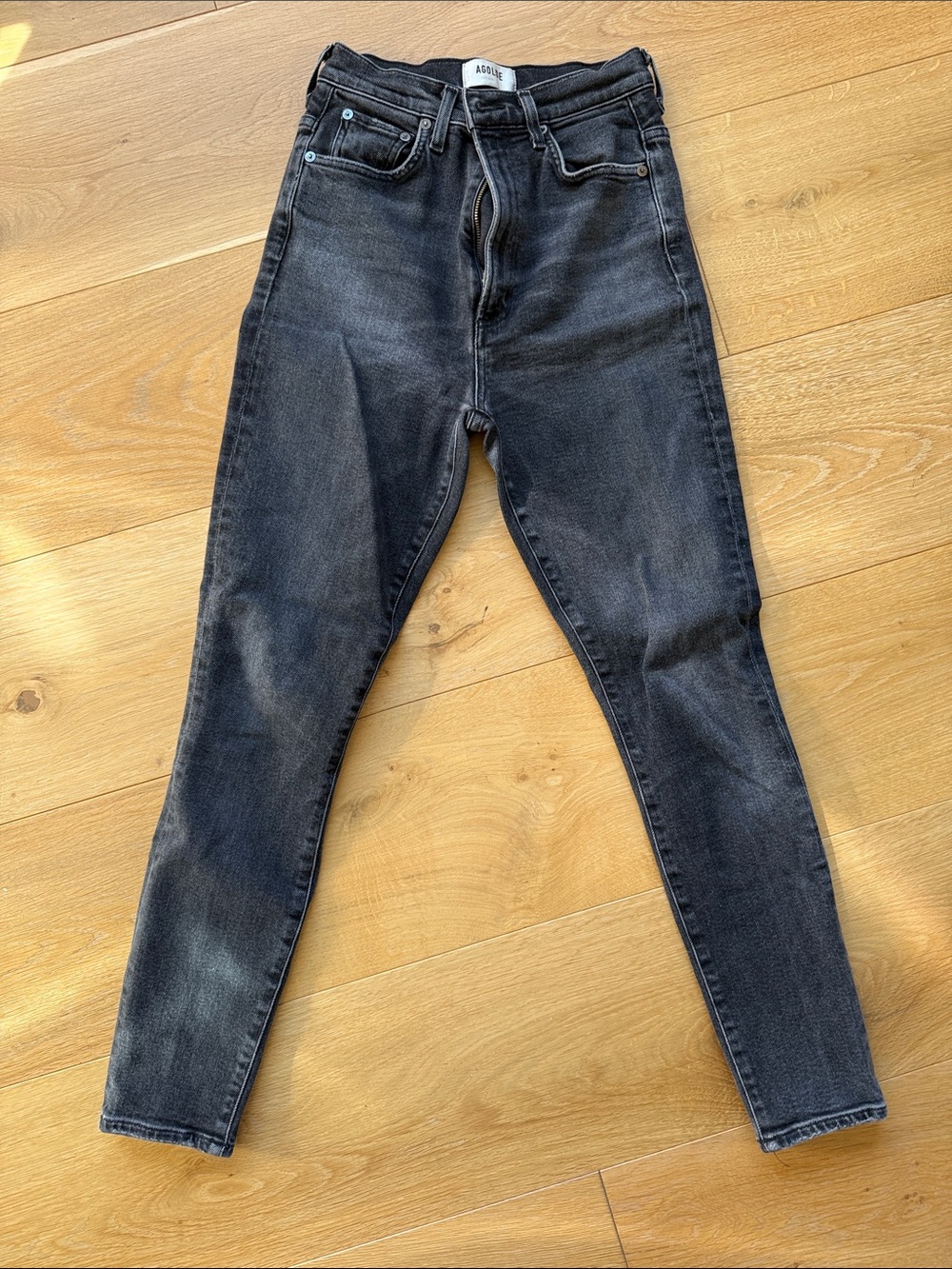 AGOLDE Charcoal Black High-Rise Skinny Jeans